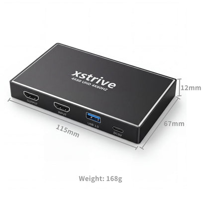 1080P@60fps USB 3.0 HDMI Video Capture Card with 4K Loop-Out & 3.5mm Mic Input for Game Live Streaming, DSLR Camera & OBS