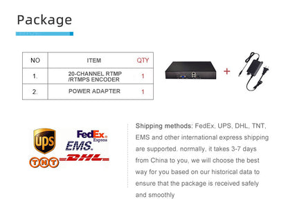 20-Channel Pro RTMP/RTMPS Network Encoder - H.265, 16TB HDD Support, Multi-Protocol Stream Gateway