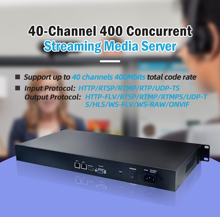 40-channel Streaming Media Forwarding Server rtmp live push streaming IPTV Server for Hotel Hospital Community