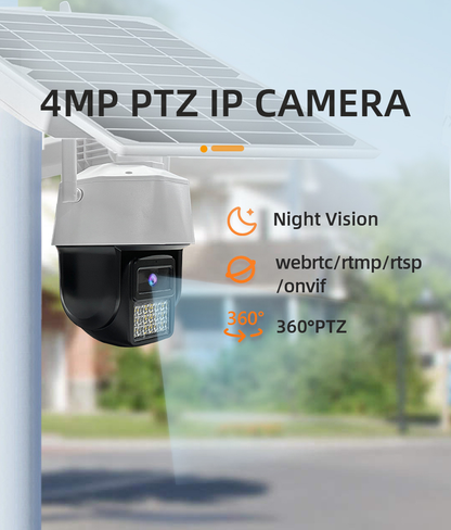 4MP PTZ IP Camera - RTMP Live Streaming Supported, ONVIF & RTSP, DC12V Power, Weatherproof for Outdoor Security