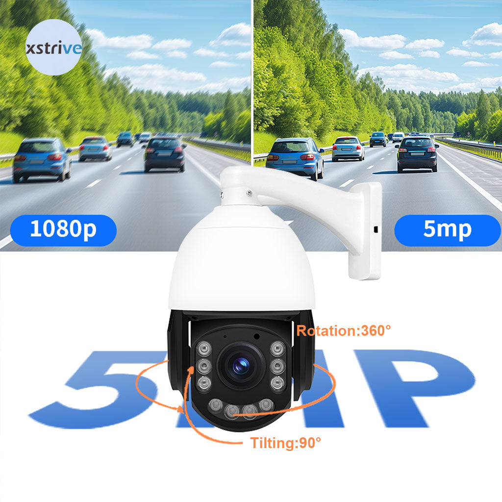 5MP Ultra HD PTZ Camera: 30X Zoom, 360° View, RTMP Streaming for 24/7 Slow Live