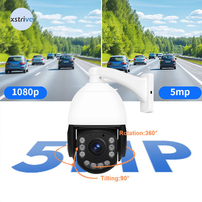 5MP Ultra HD PTZ Camera: 30X Zoom, 360° View, RTMP Streaming for 24/7 Slow Live