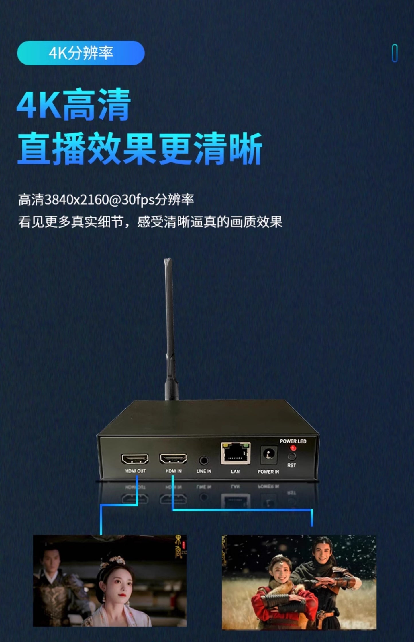 WiFi版4k30 HDMI 视频编码器 rtsp onvif webrtc