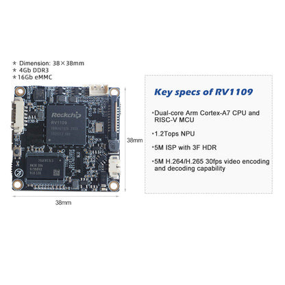 RV1109 AI Camera Module with 1 TOPS NPU | 5MP@30fps H.265 Smart Camera