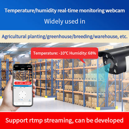 4MP Temperature & Humidity IP Camera | RTMP WebRTC Stream