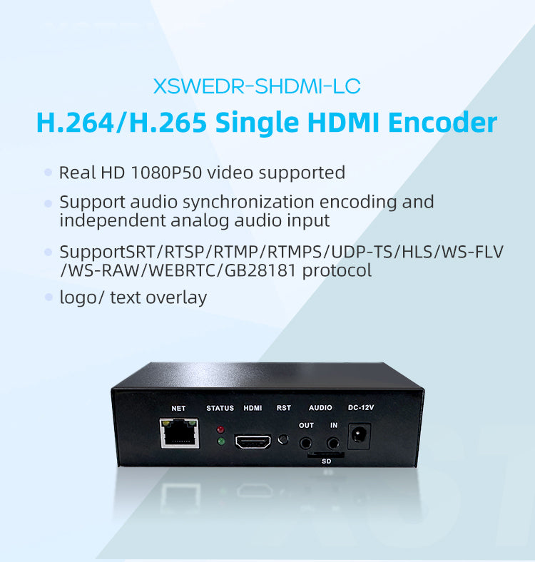 HD Video Streaming Encoder H265 Webrtc/RTMP/SRT/Onvif Network Streaming Facebook Youtube