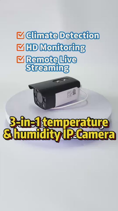 3-in-1 Smart 4MP IP Camera with Real-Time Temperature and Humidity Sensors, Ideal for Cold Storage Facilities, Wine Cellars, Farms, and More