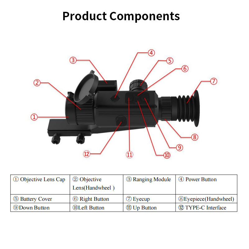 Thermal Imaging Scope 640x512 35mm For Outdoor Tracking Up to 8H Battery Life IP66