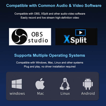 1080P@60fps USB 3.0 HDMI Video Capture Card with 4K Loop-Out & 3.5mm Mic Input for Game Live Streaming, DSLR Camera & OBS