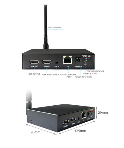 4K HDMI Video Encoder H.265 H.264 SRT RTMP RTSP WEBRTC IP Streaming Encoder 3840x2160@30fps with HDMI Loop-out WiFi